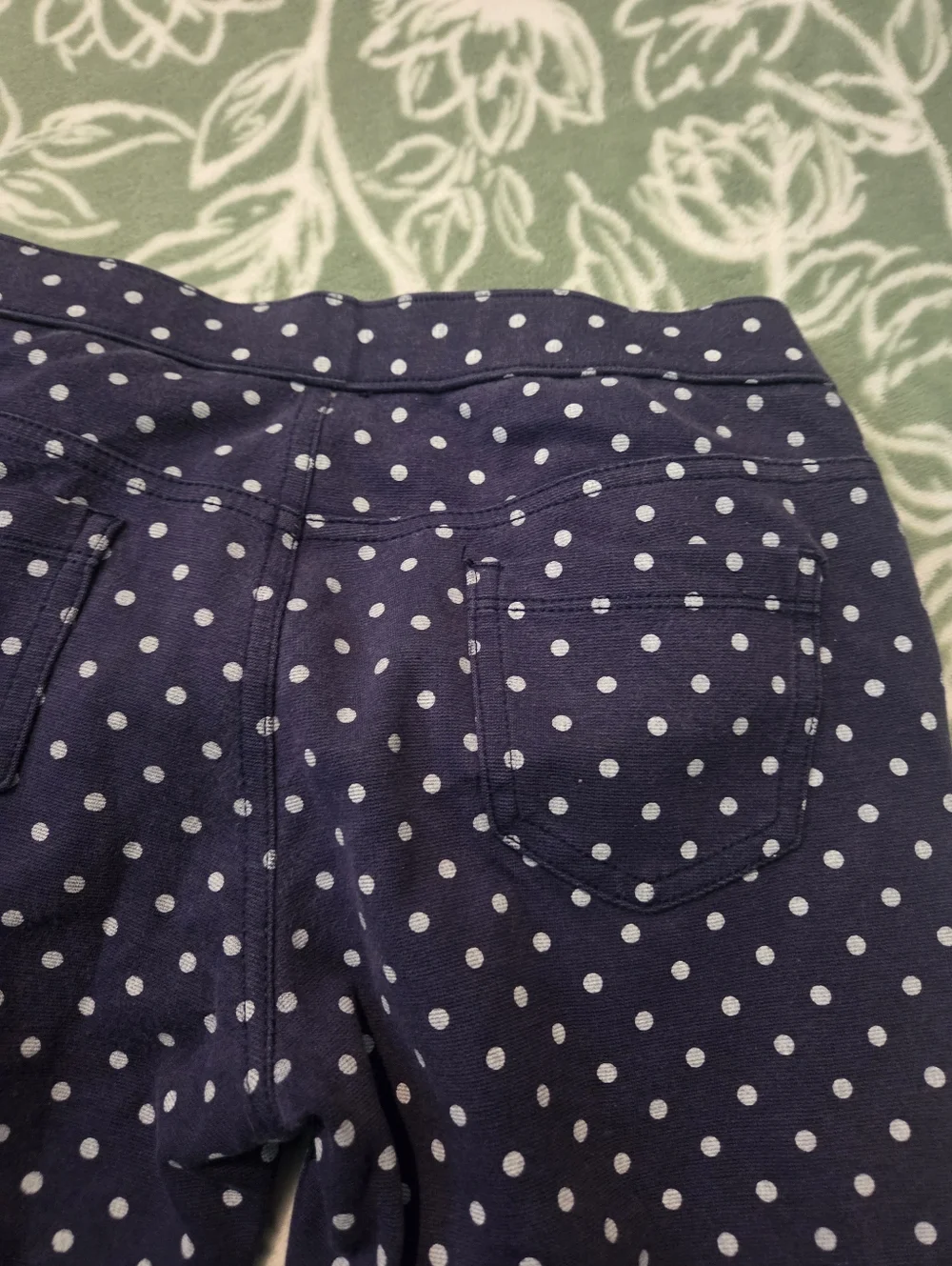 Gymboree Girls Size 10 Navy Blue White Polka Dot Slim Fit Jeggings Stretch Pants - Picture 6 of 6